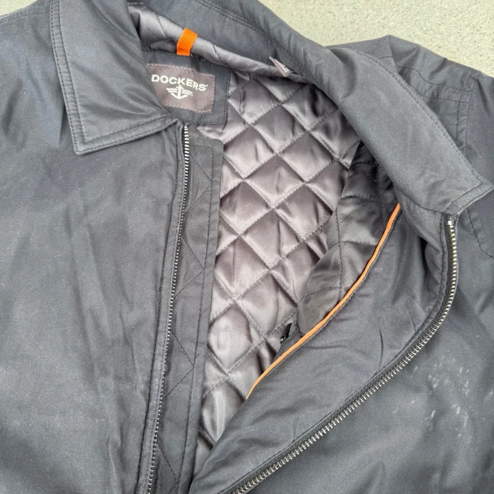Dockers Men Black‎ Quilted Lined Full Zip Harrington Jacket Large